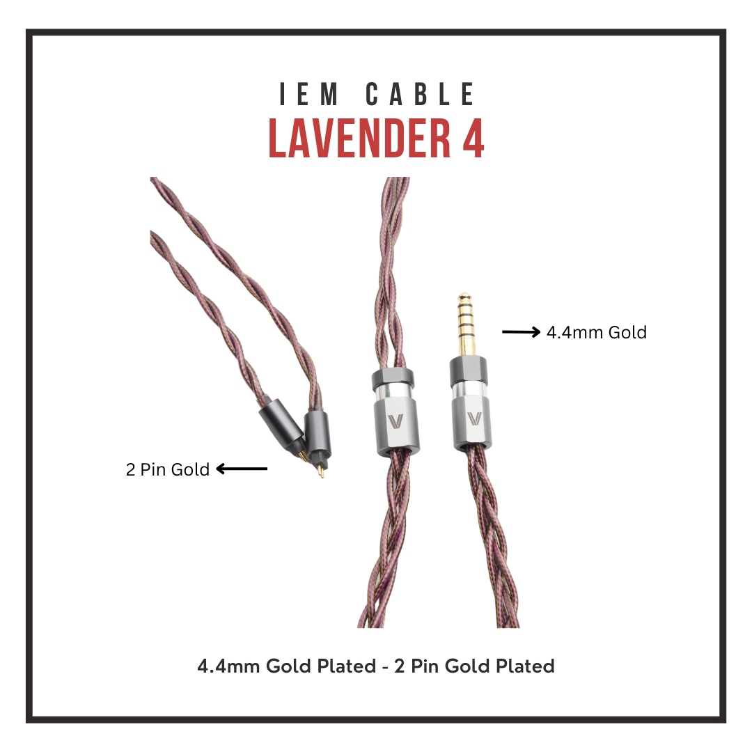 Verus Lavender 4 (Gold Plated Cable for IEMs or Headphones)
