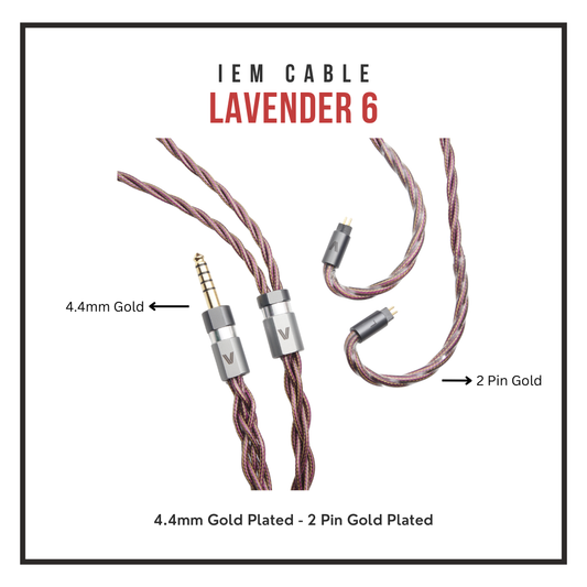 Verus Lavender 6 (Gold Plated Cable for IEMs or Headphones)