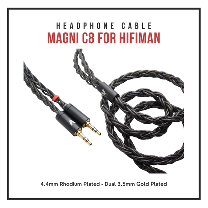 Verus Audio Magni C8 Upgrade Cable for HiFiMan - OFC Copper 8-Braid Coaxial - Dual 3.5mm - Neutral Warm Sound