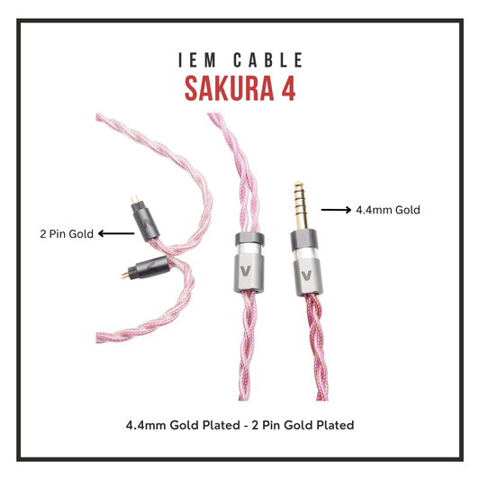 Verus Audio Sakura 4-Braid Cable - OCC Gold/SPC Hybrid - Balanced Warm Sound (IEM/Headphone) - 4.4mm/XLR/MMCX/Sennheiser
