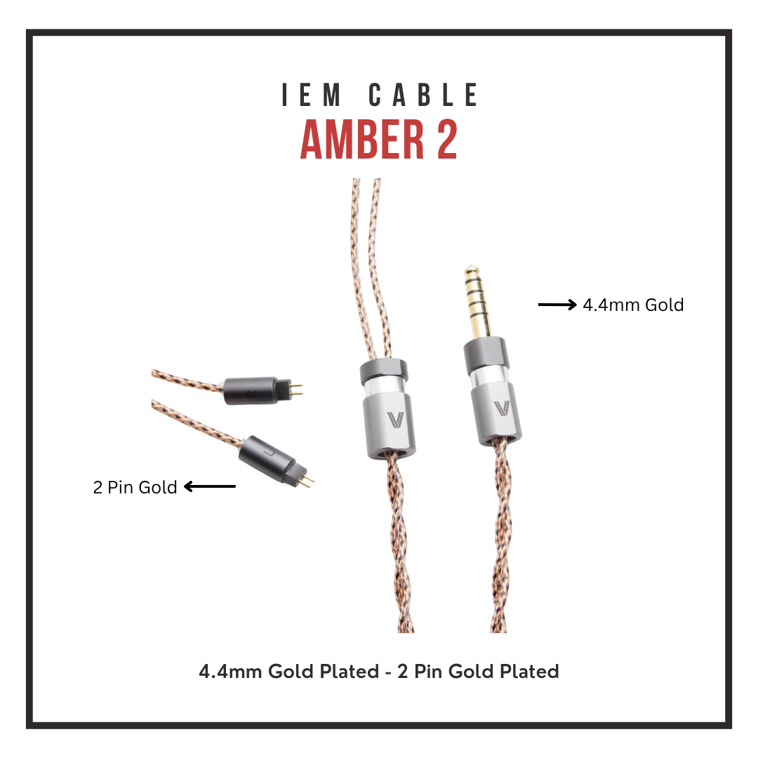 Amber 2 IEM Cable - 7N OCC Copper Solid Core - Golden Ratio Coaxial - 0.78mm 2-Pin