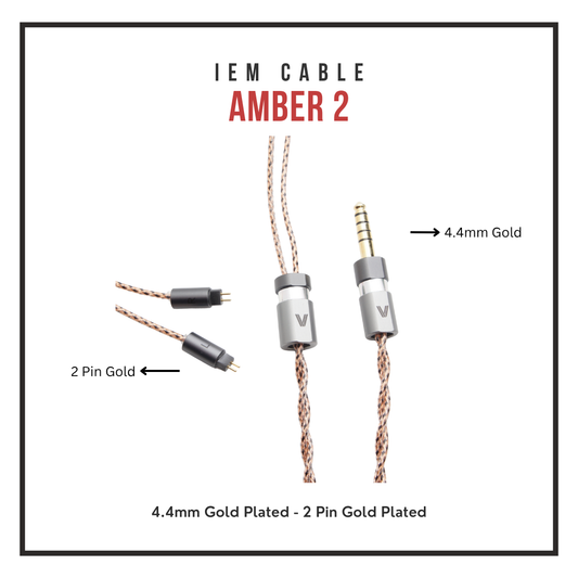 Amber 2 IEM Cable - 7N OCC Copper Solid Core - Golden Ratio Coaxial - 0.78mm 2-Pin