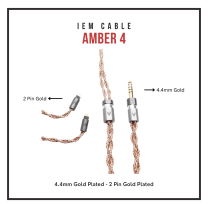 Amber 4 IEM Cable - 7N OCC Copper Solid Core - Coaxial 4-Braid - 0.78mm 2-Pin