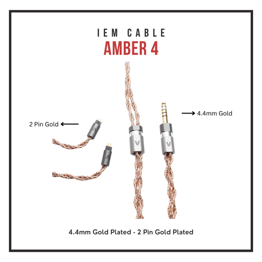 Amber 4 IEM Cable - 7N OCC Copper Solid Core - Coaxial 4-Braid - 0.78mm 2-Pin