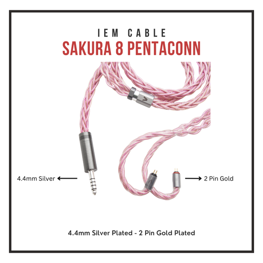 Verus Audio Sakura 8-Braid TOTL Cable - OCC Gold/SPC/Silver Litz - Ultimate Warm Soundstage (IEM/Headphone)