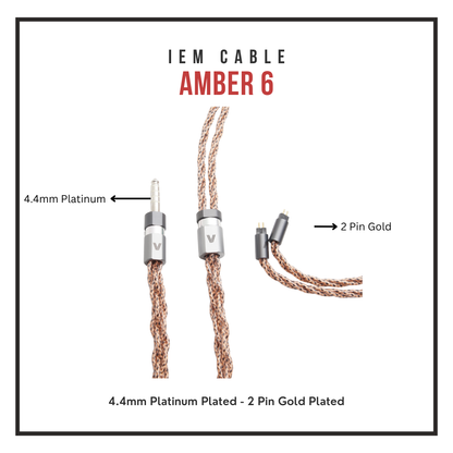 Amber 6 IEM Cable - 7N OCC Copper Solid Core - Reference Coaxial 6-Braid - 0.78mm 2-Pin