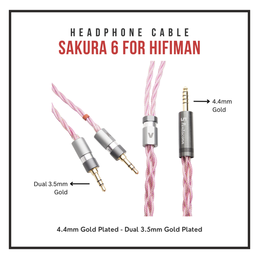 Sakura 6 HiFiMan Upgrade Cable - Gold Plated Silver/Copper/SPC 6-Braid - for Arya, Sundara