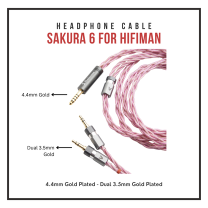 Sakura 6 HiFiMan Upgrade Cable - Gold Plated Silver/Copper/SPC 6-Braid - for Arya, Sundara
