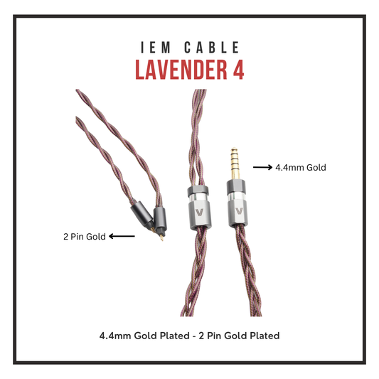 Verus Lavender 4 (Gold Plated Cable for IEMs or Headphones)