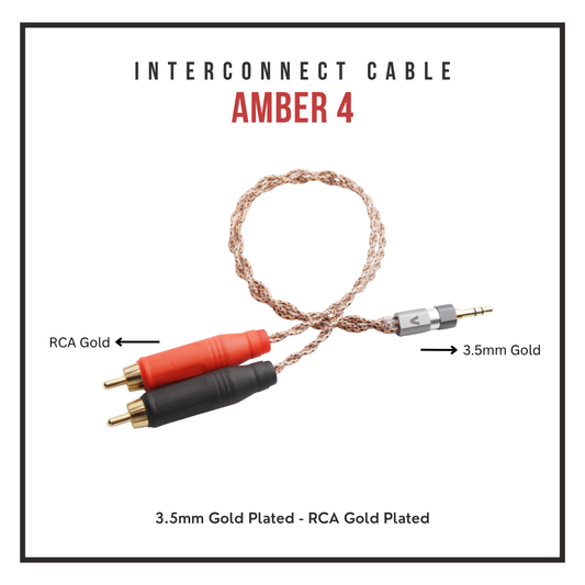 Verus Audio Amber 4 Interconnect - 7N OCC Copper 4-Braid Coaxial - RCA to RCA / 3.5mm to RCA Cable (Select 1m, 2m, 3m, 4m, 5m)