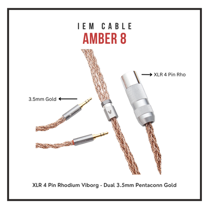 Verus Audio Amber 8 — 7N OCC Copper Headphone Cable, XLR 4 Pin to Dual 3.5mm for Focal, Meze, Hifiman Headphone