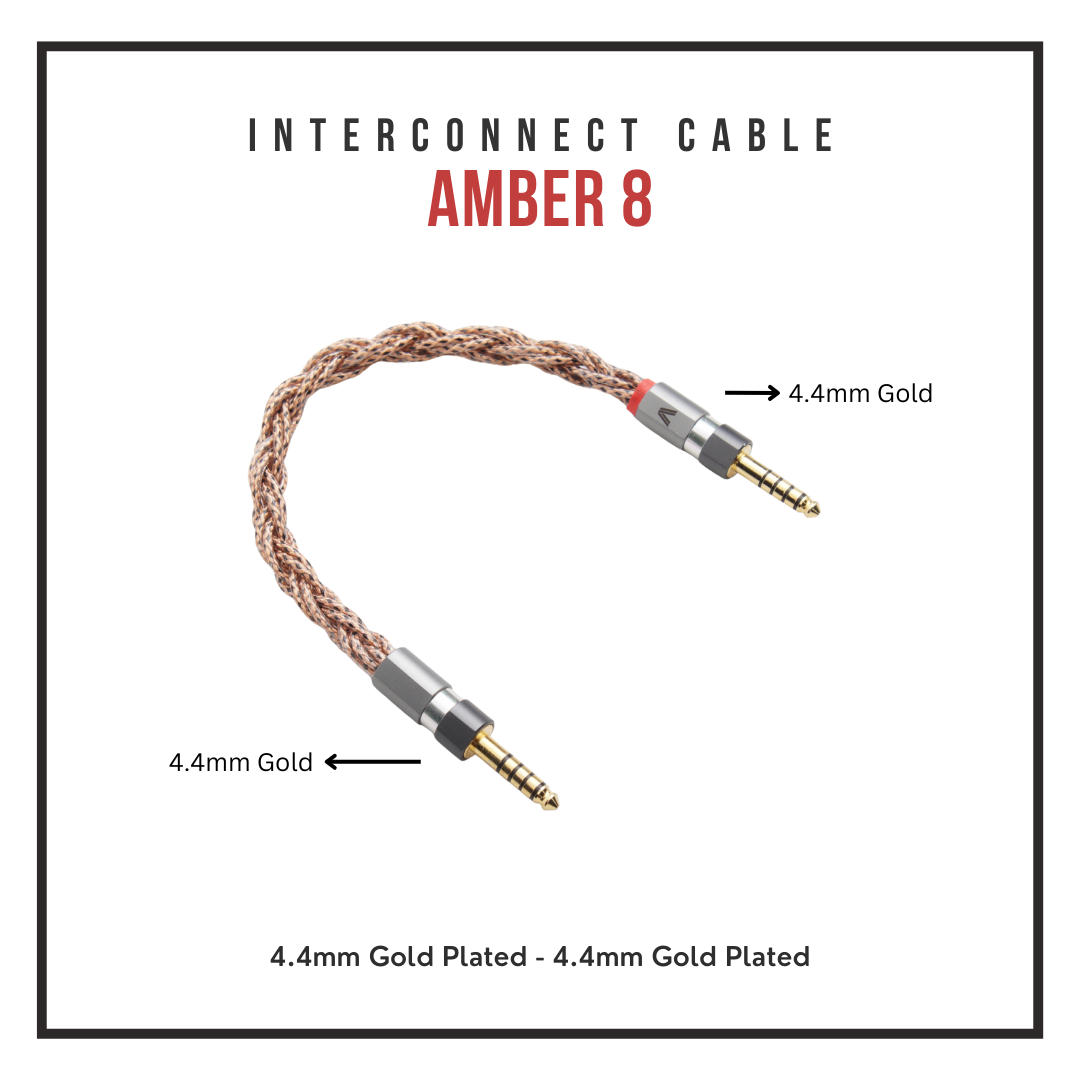 Amber 8 Interconnect Cable - 7N OCC Copper Golden Ratio Solid Core - 8-Braid Coaxial - 4.4mm to 4.4mm Gold