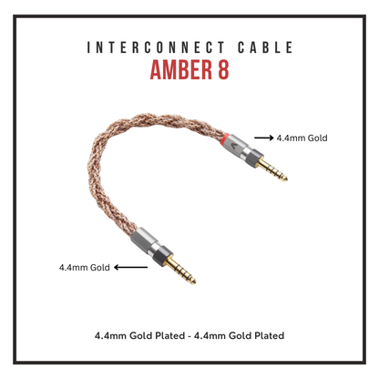 Amber 8 Interconnect Cable - 7N OCC Copper Golden Ratio Solid Core - 8-Braid Coaxial - 4.4mm to 4.4mm Gold